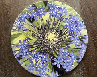 Trivet, Purple flower, Soapstone Trivet, Gift for Gardener, Kitchen item, Pot holder