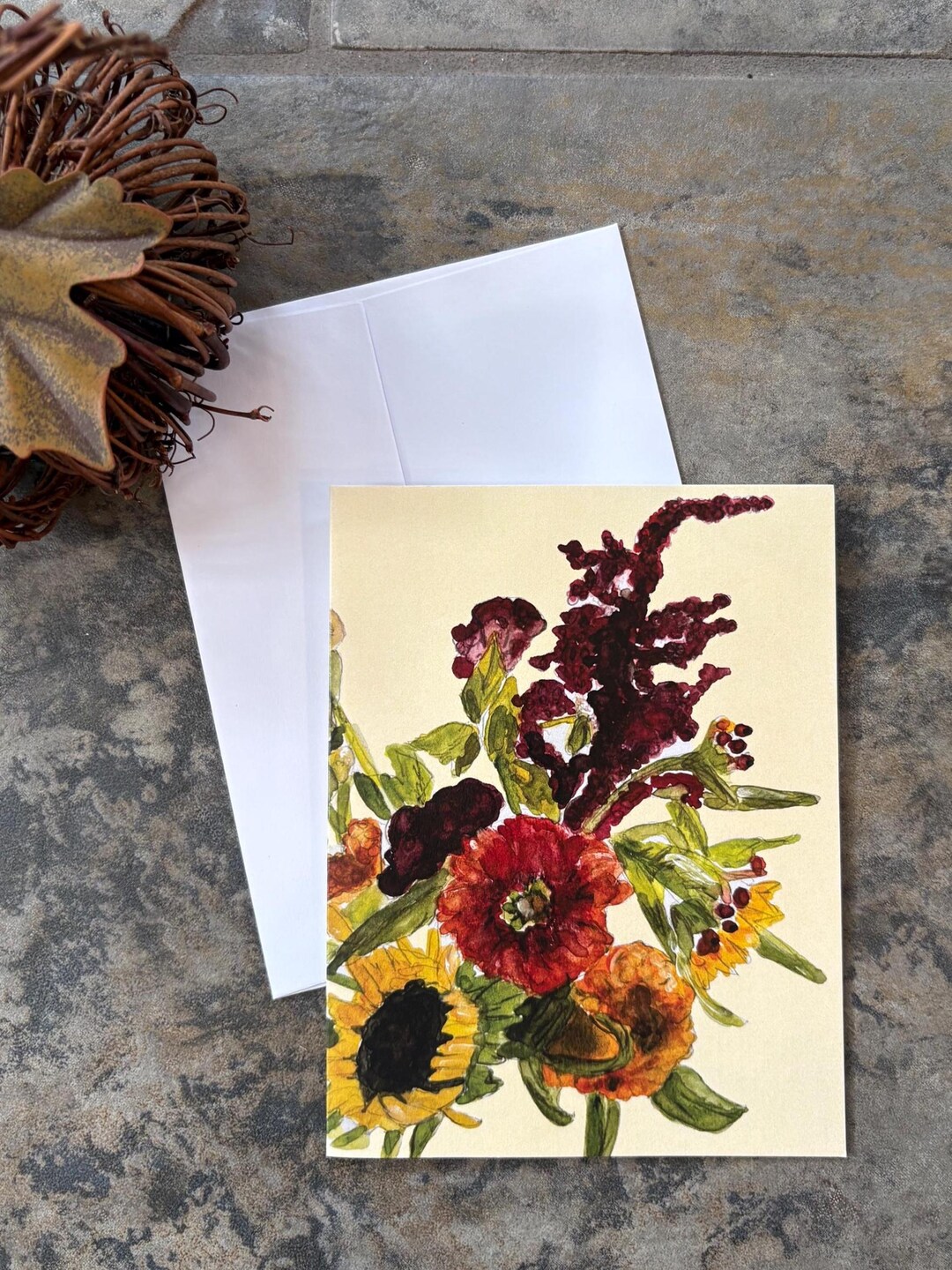 Watercolor Sunflower Note Card Set: Fall Stationery With Envelopes - Etsy
