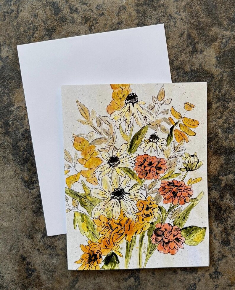 Watercolor Floral Note Card Set: Dahlia Stationery With Envelopes - Etsy