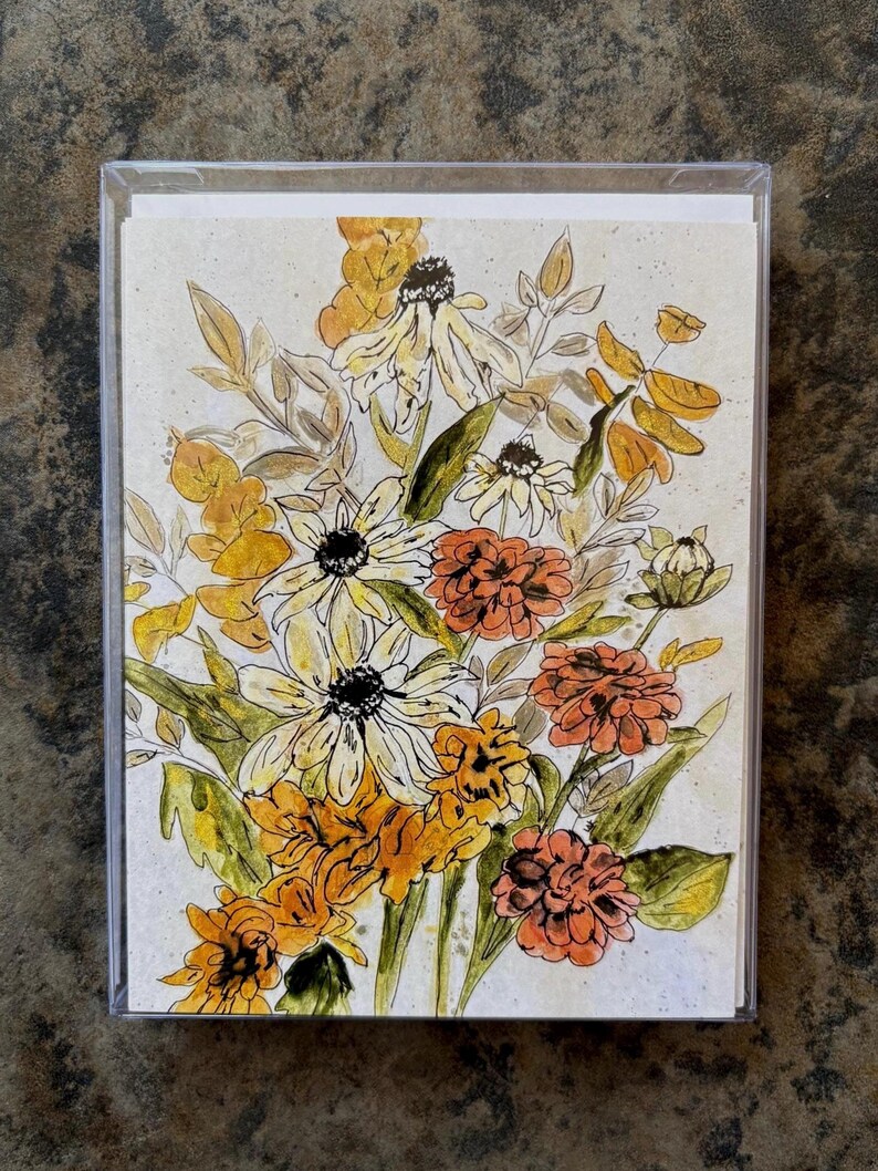Watercolor Floral Note Card Set: Dahlia Stationery With Envelopes - Etsy
