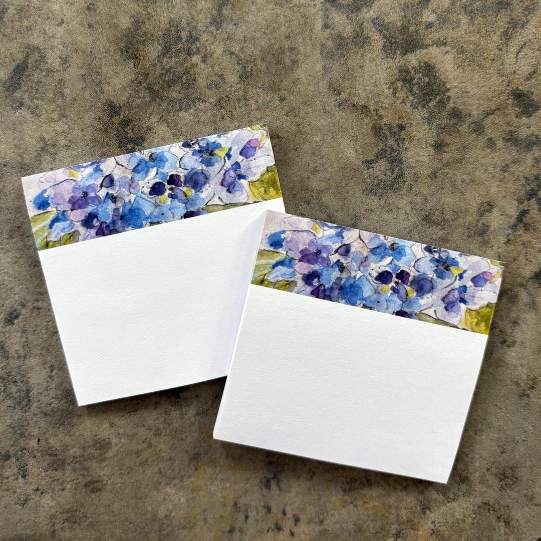 Sticky Note Watercolor Hydrangea Sticky Notes: Watercolor Design, Set of 2 - Etsy