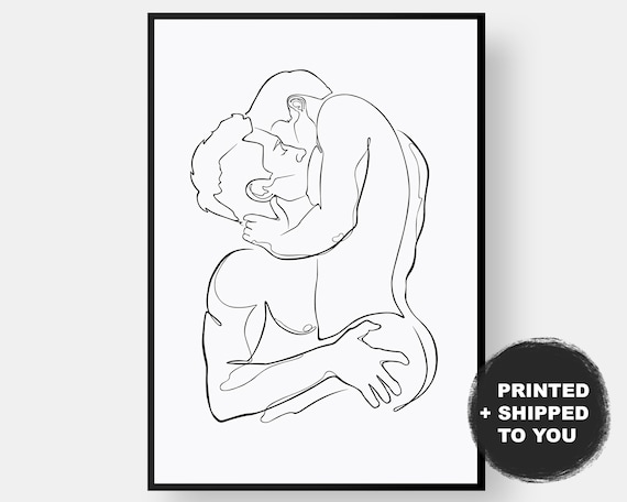 Gay Couple Print line Art Minimal Nude Gay Erotic Wall Art Gay  