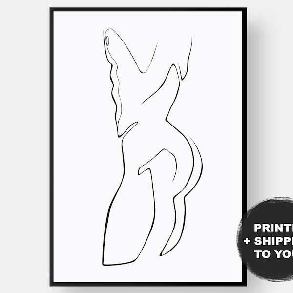 Male Nude Art Minimal Line Print Drawing Wall Art Printable Poster, Greek Male Statue Print, Nude Abstract Print Home Decor PHYSICAL Gift UK