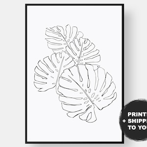 Käse Pflanzen Line Art, Blatt Line Art, Minimal Linie Zeichnung Wand Poster, Botanischer Druck, Blumen Druck, Blätter, Home Decor PHYSICAL Print
