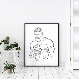 Francois Sagat Poster Male Nude Line Art Minimal Tattoo Wall | Etsy