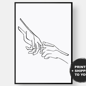 Holding Hands Print, Couple Line art hands, Love Print, Minimal Print, Line Art Poster, Line Wall Art, Home Decor, Poster, PHYSICAL Print UK