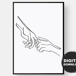 Holding Hands Print, Couple Line art hands, Love Print, Minimal Print, One Line Art Poster, Printable wall art Wall Print, DIGITAL Download