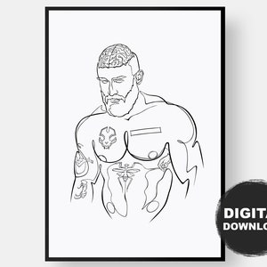 Francois Sagat Poster, Male Nude Line Art, Minimal Tattoo Wall Art