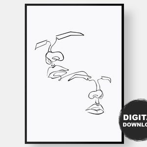Minimal Face Line Drawing Wall Art Minimal Printable Poster, Male Faces, One Line Greek statue Art Print, Home Decor DIGITAL Downloadable