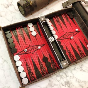Portable Rollup Backgammon Set: Vegan Suede & Wooden Travel Game