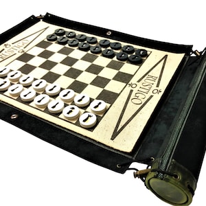 RUSTIGO draagbare reisschaak-, backgammon- en damset