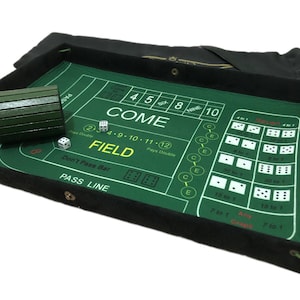 Large vegan suede dice tray with craps table layout/Fathers day gift/Gift for dad/Portable gift/Roll up casino game