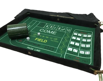 Large vegan suede dice tray with craps table layout/Fathers day gift/Gift for dad/Portable gift/Roll up casino game