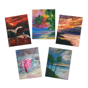Ao anoitecer - Cartões de felicitações artesanais com vários designs (pacote com 5)