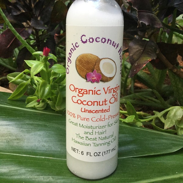 Organic Virgin Coconut Oil 100% Pure Unscented 6oz. Made in Hawaii