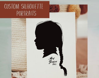 Custom Silhouette Portrait Prints | Cameo style silhouette portraits