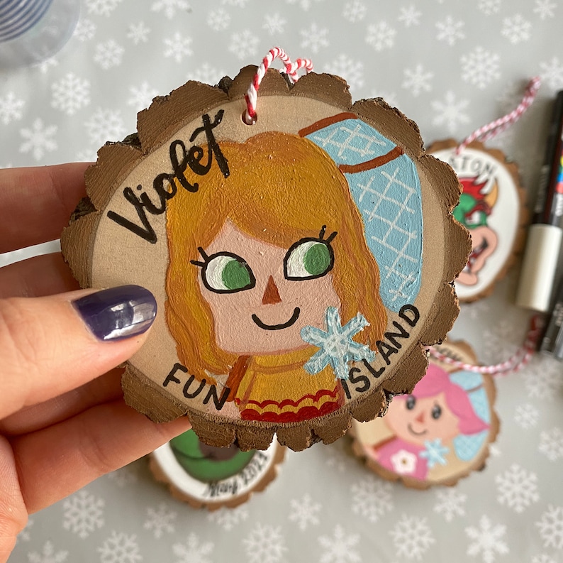 Custom Animal Crossing Handmade Wood Slice Ornaments Custom Villager