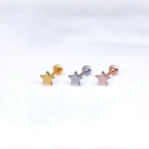 20G 18G 16G Threadless Edelstahl STERN Piercing - Nase/Tragus/Knorpel/Conch/Vorwärts Helix Piercing - Push Pin Piercing