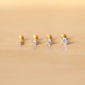 Threadless Labret Stud • Clear Gem Earring - Tragus/Cartilage/Conch/Forward Helix Earring - tiny Nose Push Pin Labret Stud