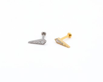 NEW! Titanium Threadless Earring • Helix Earring • Cartilage Earring • Conch Stud • Push Pin Piercing Stud • Flat-back Labret Stud