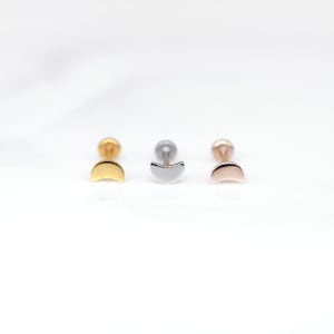 Tiny Crescent MOON Labret Stud 20G 18G 16G Threadless Silver Gold Rosegold • Nose/Tragus/Cartilage/Conch/Forward Helix Stud - Push Pin Stud
