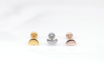 Tiny Crescent MOON Labret Stud 20G 18G 16G Threadless Silver Gold Rosegold • Nose/Tragus/Cartilage/Conch/Forward Helix Stud - Push Pin Stud