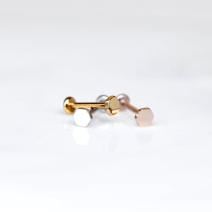 2.5mm HEXAGON • 20G 18G 16G Threadless Flat back Earring • Tragus/Cartilage/Conch/Forward Helix Earrings • Push Pin Labret Stud