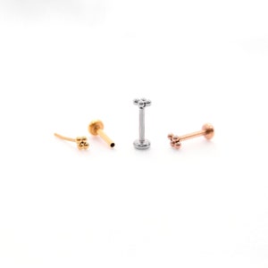 Ultra Tiny 1mm FOUR BEADS Nose Ring • Threadless Nose Stud • Dainty Nose Jewel • Tragus Earring • 20G Thin Labret Stud • Push Pin Stud