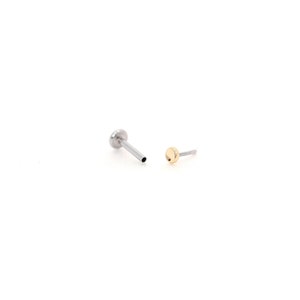 Tiny 2mm DISC 14K Gold Threadless Solid Gold and Titanium Piercing - Nose/Tragus/Cartilage/Conch/Forward Helix Piercing - Push Pin Piercing