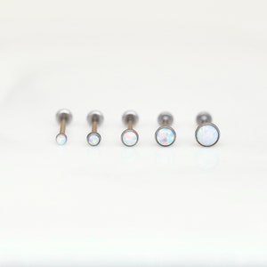 20G 18G 16G Threadless BEZEL Weiß OPAL - Tragus/Knorpel/Conch/Vorwärts Helix Piercing - Push Pin Piercing - Nasenstecker