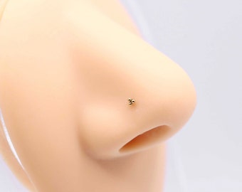 Ultra Tiny 2mm TRI-BEAD Nose Ring • Threadless Nose Stud • Dainty Nose Jewelry • Tragus Earring • 20G Thin Labret Stud • Push Pin Stud
