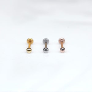 TINY BALL 2mm Threadless Stainless Steel Piercing - Tragus/Cartilage/Conch/Forward Helix Piercing - Push Pin Piercing - Nose Ring