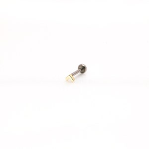 14K Gold Tiny V Nose Ring Solid Gold Titanium Post Labret Stud - Nose/Tragus/Cartilage/Conch/Forward Helix Earring - Push Pin Flatback Stud