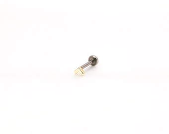 14K Gold Tiny V Nose Ring Solid Gold Titanium Post Labret Stud - Nose/Tragus/Cartilage/Conch/Forward Helix Earring - Push Pin Flatback Stud