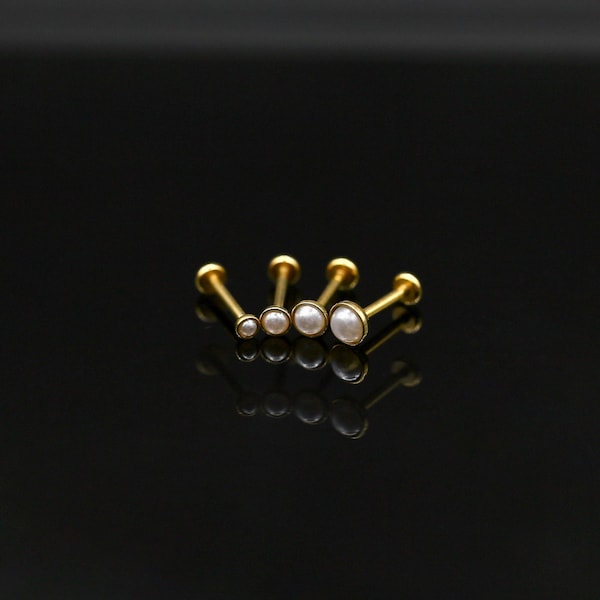 20G/18G/16G Liten trycknålsstift, Små pärlörhängen med bezel, Tragusörhänge, Litet pärlörhänge, Liten nässtift, Brosksmycken