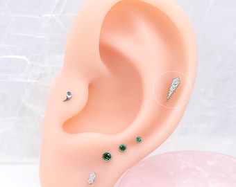 Titanium Threadless Labret Earring • Helix Earring • Cartilage Earring • Conch Stud • Push Pin Piercing Stud • Flat-back Labret Stud