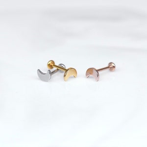 20G 18G 16G Threadless Crescent MOON Piercing • Nose/Tragus/Cartilage/Conch/Forward Helix Earrings • Push Pin Labret • Conch Stud Earrings