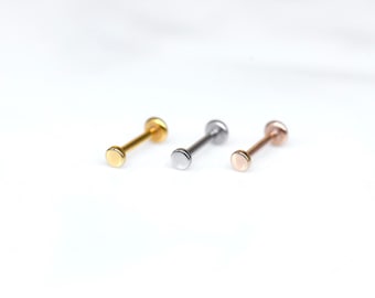 2mm TINY DISC - 20G 18G 16G Threadless Stainless Steel Piercing - Tragus/Cartilage/Conch/Forward Helix Piercing - Push Pin Piercing