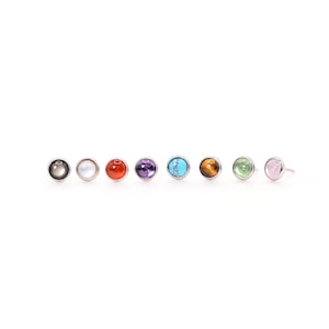 Titanium Gemstone Earring, Labret Stud, 20G Labret, Tragus Earring Cartilage Conch Earring, Helix Stud, Flat back Stud Piercing