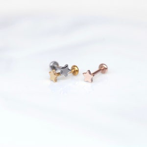 Pequeno piercing de aço inoxidável sem rosca STAR brilhante - Nariz/Tragus/Cartilagem/Concha/Piercing de hélice frontal - Piercing de pino de pressão
