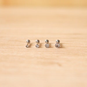 Teeny tiny 20g Labret Stud • Clear Gem Stud • Tragus/Cartilage/Conch/Forward Helix Earring - Push Pin Flatback Stud • Medusa Labret Stud