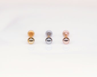 20G Small 2.5mm BALL Threadless Silver Gold Rosegold Earrings, Gold Labret Stud, Tragus Stud, Tiny Cartilage Earring, Conch Flat back Labret