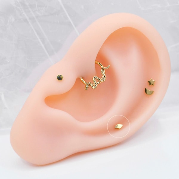 Tiny 20G DIAMOND Rhombus Threadless Earrings • Tragus Cartilage Conch Helix Earring • Push Pin Labret Stud • Flat back Tragus • Nose Ring