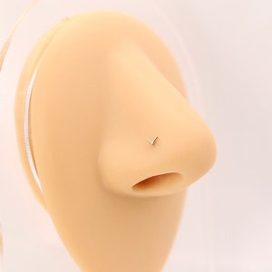 14K Gold Super Tiny Cute Nose Ring Solid Gold and Titanium Labret Stud - Nose/Tragus/Cartilage/Forward Helix Earring - Push Pin Piercing