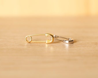 925 Sterling Silver Safety Pin Earring