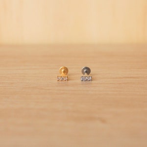 16G Tragus Earrings - Tiny Bar labret stud - Dainty Earring  - Tiny Gem Earring  - Helix Earrings - Cartilage Earring • gemstone bar