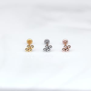 20G 18G 16G Thread less Labret Stud QUADBEAD Cluster Piercing - Nose/Tragus/Cartilage/Conch Earring - Push Pin Earring Flat Back Earring