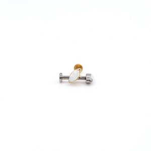 Tiny Opal MARQUISE Stud • Threadless Implant Grade Earrings • Nose Stud • Tragus Earrings • Cartilage Stud • Flat Back Labret Stud • Opal