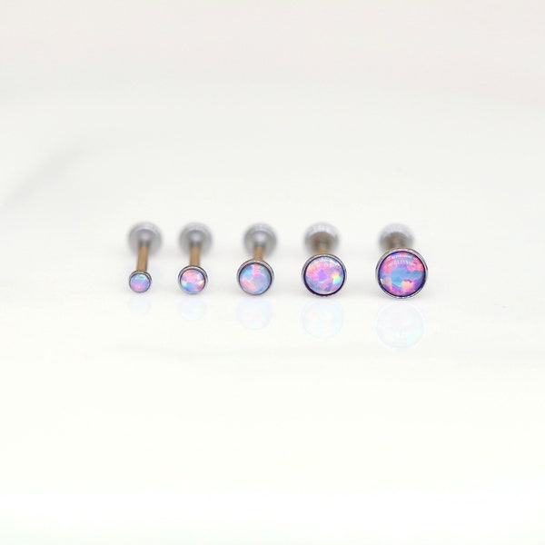 20G 18G 16G Threadless Tiny PURPLE Opal Flatback Labret Stud - Tragus/Cartilage/Conch/Forward Helix Earring - Push Pin Flatback - Nose Stud