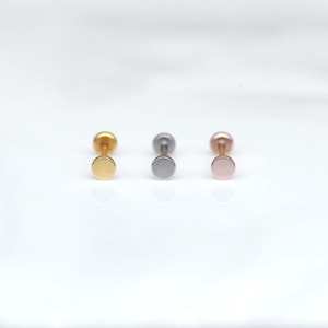 Petit disque de 2,5 mm (20 g/18 g/16 g) avec punaises sans filetage • Piercing nez/tragus/cartilage/conque/hélice avant • Bijoux délicats • Clou à dos plat